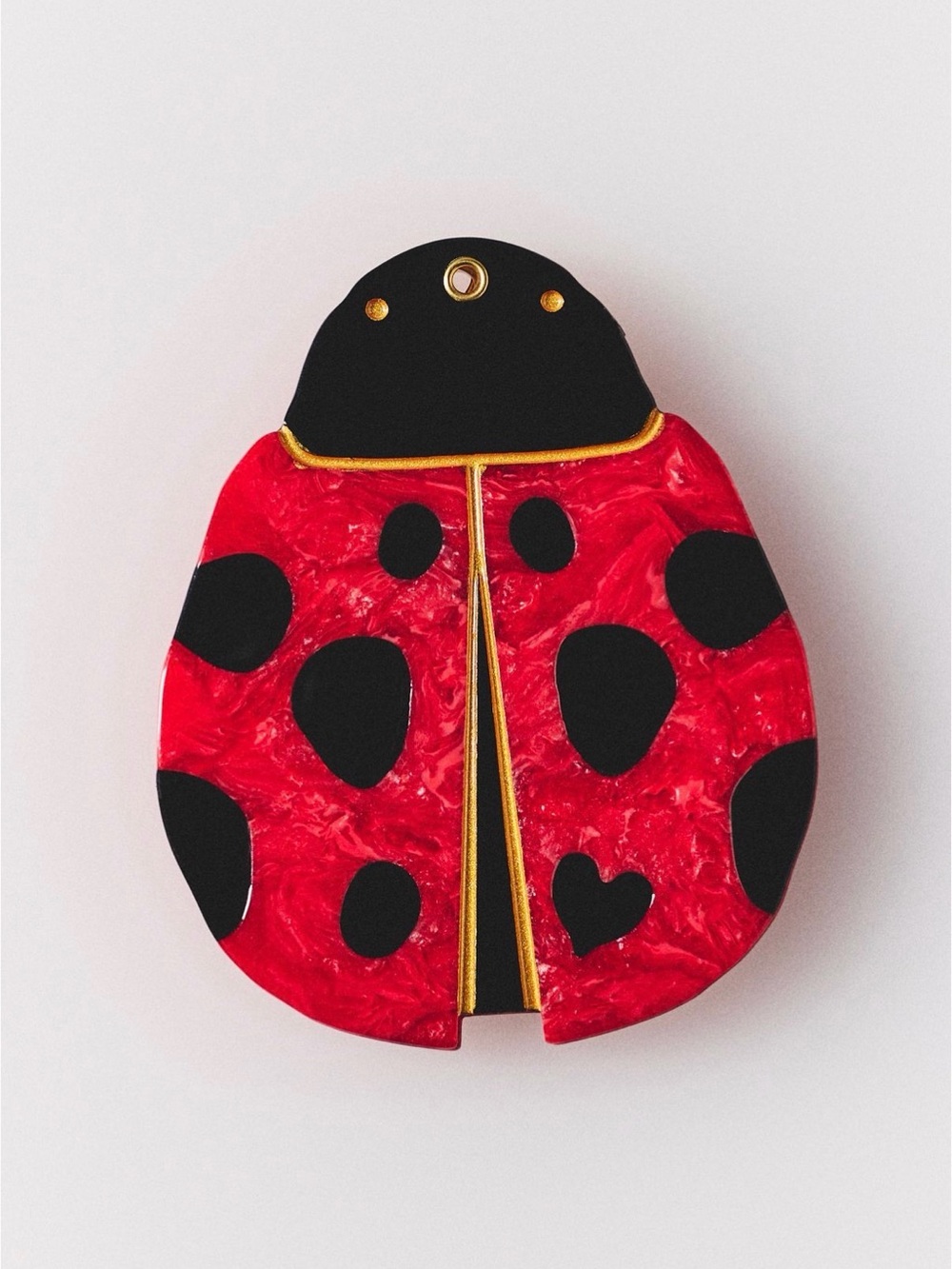Ladybug Handpainted Compact Mirror - Solar Eclipse - Anthropologie - Great Gift! - Picture 1 of 3